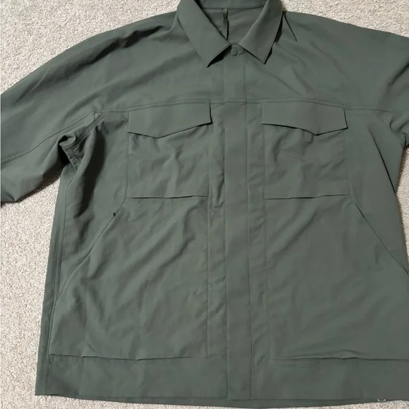 LULULMEN MENS Olive Green Athletic JACKET XXL Lululemon Cargo Pocket Shirt - Picture 14 of 14